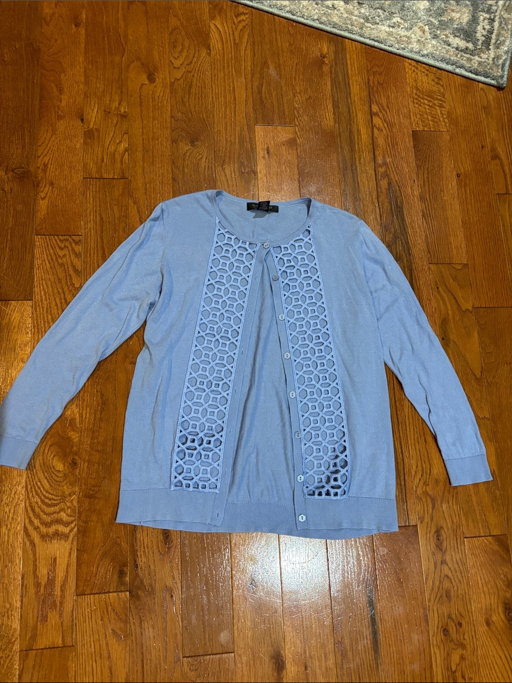 august silk Powder Blue Openwork Button-Front Cardigan